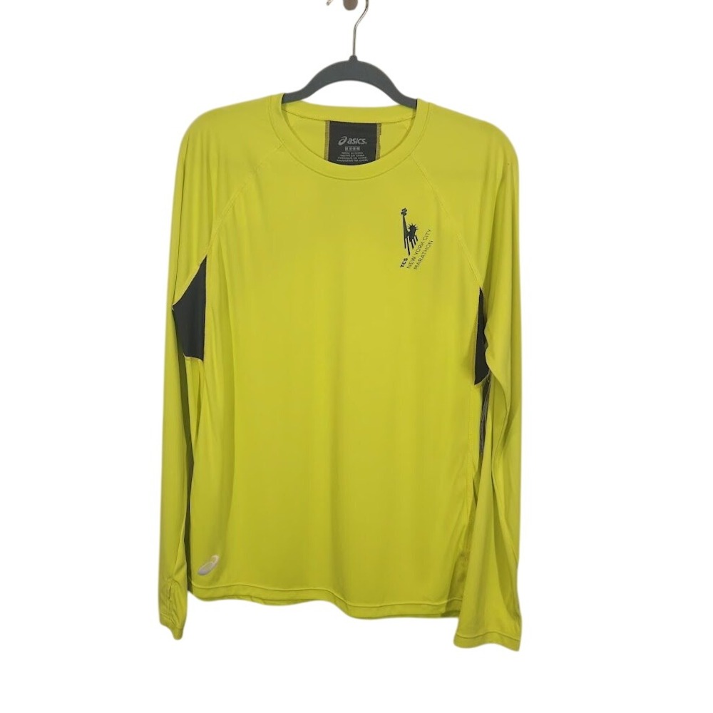 Asics NYC‎ Marathon Long Sleeve Running Shirt Yellow Men's - Medium